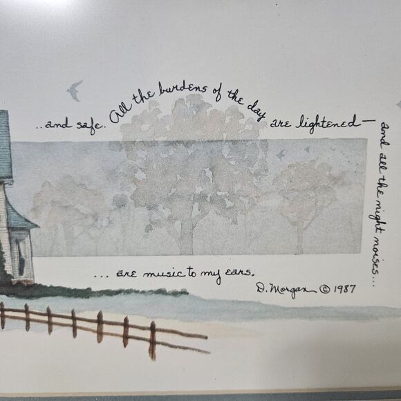 Vintage D.Morgan 1987 'I Hear Your‎ Footsteps Down The Hall' Framed Print  Love - Picture 3 of 6